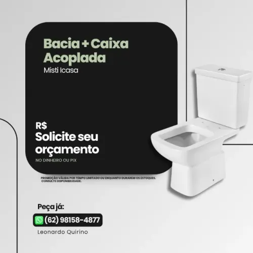 Vaso Sanitário Bacia + Caixa Acoplada Duplo Acionamento branca MISTI ICASA