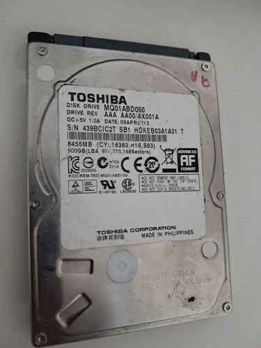 HD 500Gb Toshiba Para Notebooks ou Case Externo