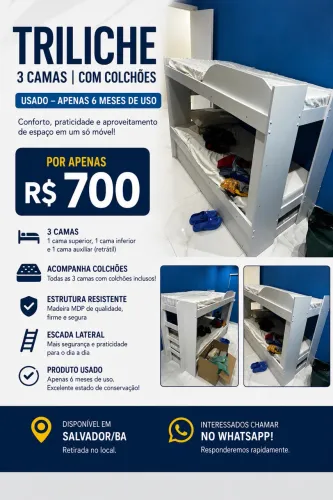 Cama beliche + cama auxiliar