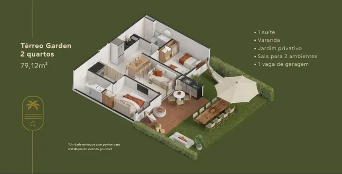 Imóvel para venda possui 79 metros quadrados com 2 quartos em Praia dos Carneiros - Tamand