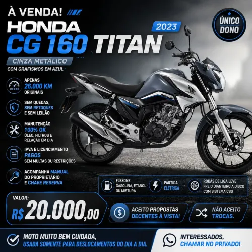 HONDA CG 160 TITAN 2023 À VENDA!