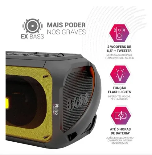 Caixa de Som PCX6700 Amplificada 650W de Potência Ex Bass Philco