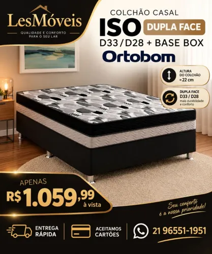 Colchão Casal ISO Dupla Face D28/D33 Ortobom + Base Box - Entrega Rápida