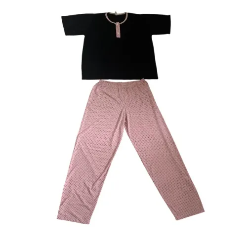 Pijama Sonho e Magia Feminino Longo Preto e Rosa Poá Tamanho M Novo