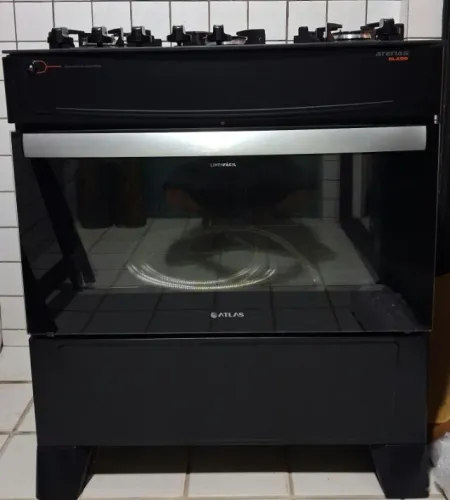 Fogão Atlas 5 Bocas Atenas Glass com Mesa de Vidro Bivolt