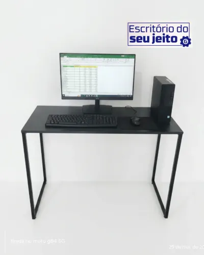 Mesa de Escritório Industrial 1m NOVA Multiuso para Notebook Computador Escrivaninha Birô