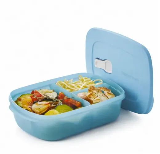 Tupperware Cristalwave Retangular com Divisórias Geração ll 1 litro Azul Céu