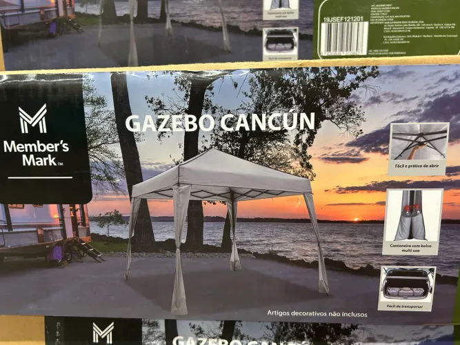 Gazebo Articulado Dobrável Cancun Cinza Member's Mark - 3m x 3m (Novo)