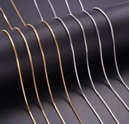 Correntes aço inoxidável 70/60CM 1,2 mm prata ou dourada/unidade