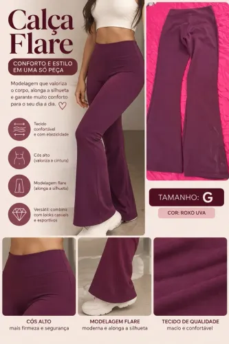 calça flare roxo uva g