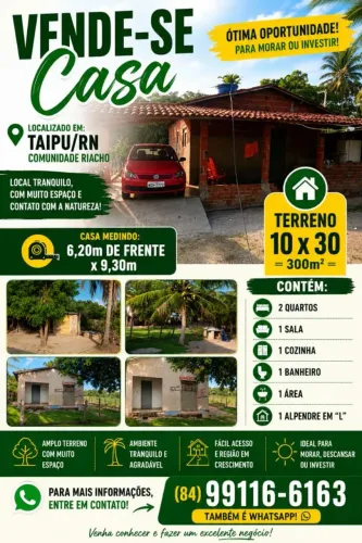 Localizada na cidade de taipu rn