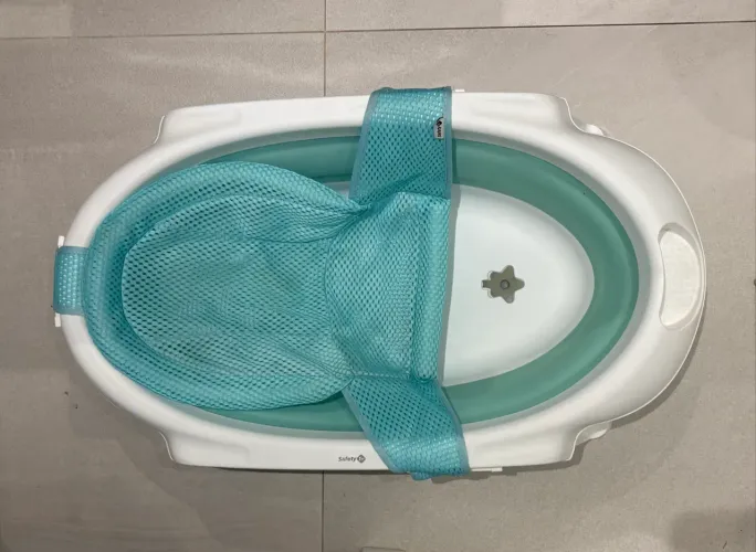 Banheira - Safety 1st, dobrável com rede, verde água