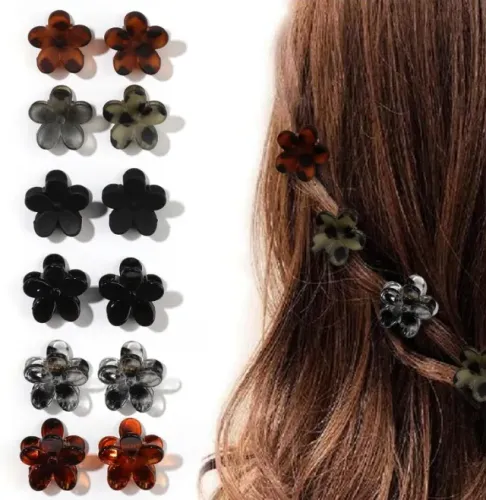 Presilhas de cabelo pequenas para mulheres - 12 peças de mini piranha de cabelo de flor