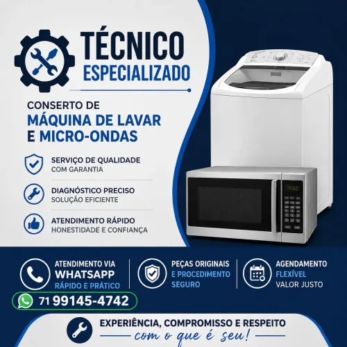 Conserto de máquina de lavar roupas e microondas