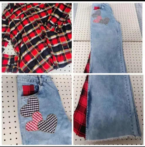 Kit junino Camisete G larga e calça n. 38 customizada