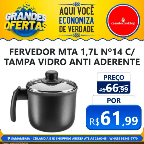 Fervedor mta 1,7l nº14  c/ tampa vidro anti aderente