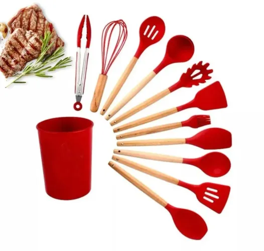 kit 12 peças utensílios de silicone