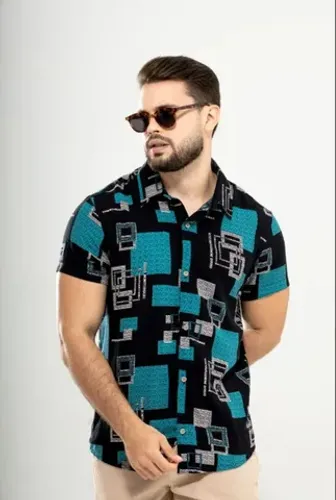 Camisas masculinas de botão estampadas