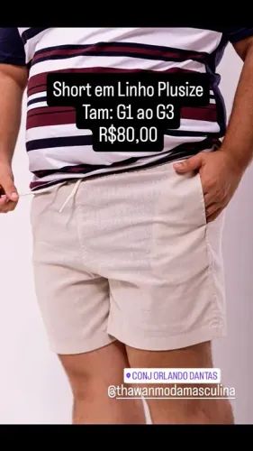 Short em Linho Plus Size Masculino - G1 ao G3