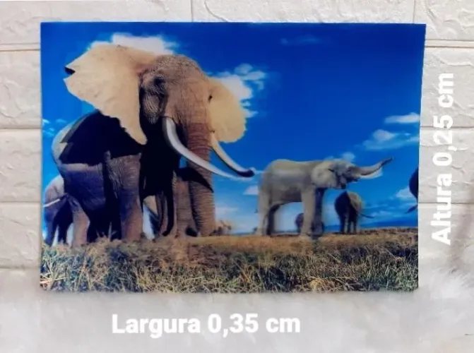 Quadro painel 3D plástico Elefantes - Decoração para sua casa