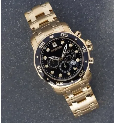 Relógio Invicta Pro Diver 0072 Banhado Ouro 18k