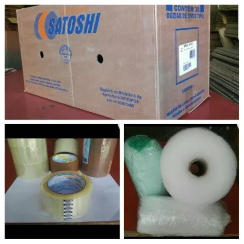 Caixa de papelão + Fita + mini bolha + brinde