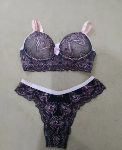 Conjunto lingerie rosa com preto