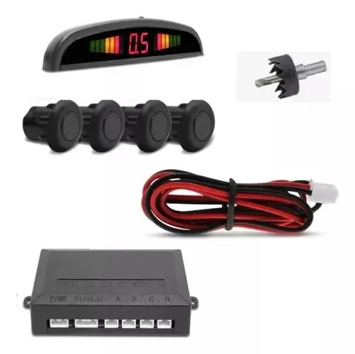 Sensor Estacionamento Re Com Display LED Preto Emborrachado
