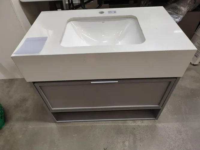 gabinete de mármore para banheiro com Cuba branco e cinza 80 cm Eliza bougut 