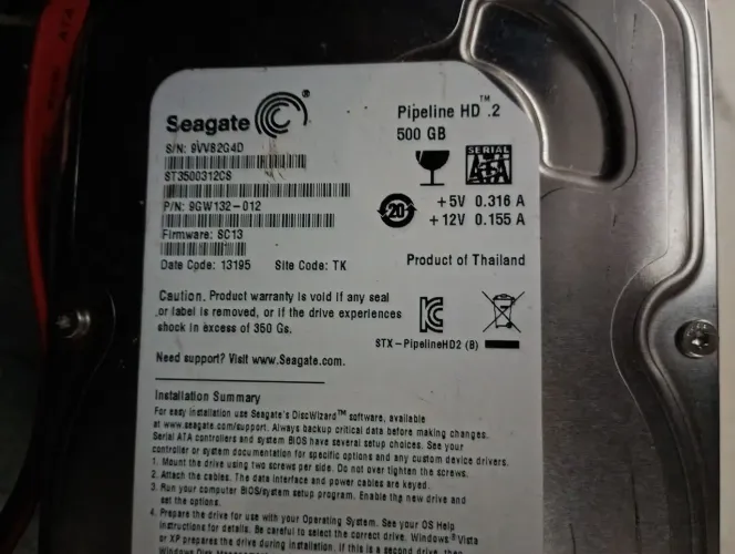 HD Seagate 500 GB. 