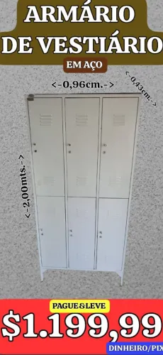 ARMÁRIO DE VESTIÁRIO, EM AÇO, LEIAM: