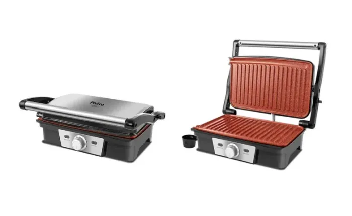 Grill Sanduicheira Inox Antiaderente Redstone com Coletor 1500W 127v, O Maior da Categoria