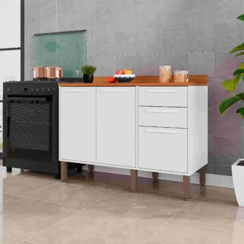 Balcão Cozinha Florida 1.20m Branco Frete Grátis - Até 12x