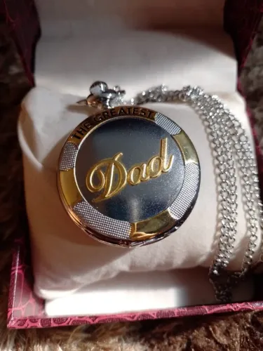 O MAIOR PAI - Relógio de Bolso Vintage para Homens | Colar de Corrente Fob Prateado e Dour