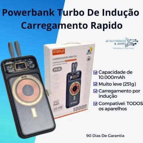 Power Bank Turbo De Indução Carregamento Rápido - Loja física