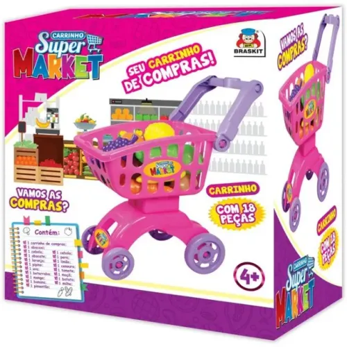 Brincando de casinha Carrinho Super Market Rosa - Braskit
