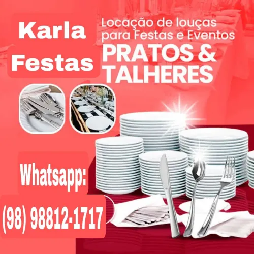 Locação Pratos, talheres, taças, Réchaud 