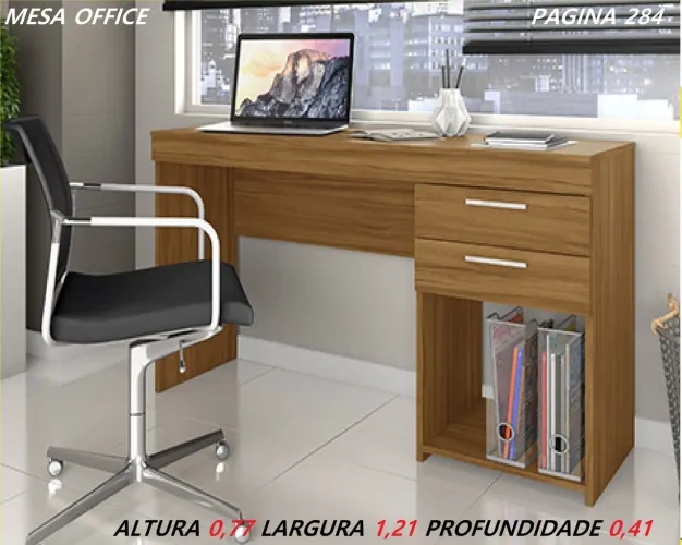 Escrivaninha Office Amadeirada com Gavetas