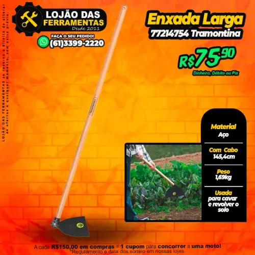 Enxada Larga 2.1/2Lbs Com Cabo * Tramontina