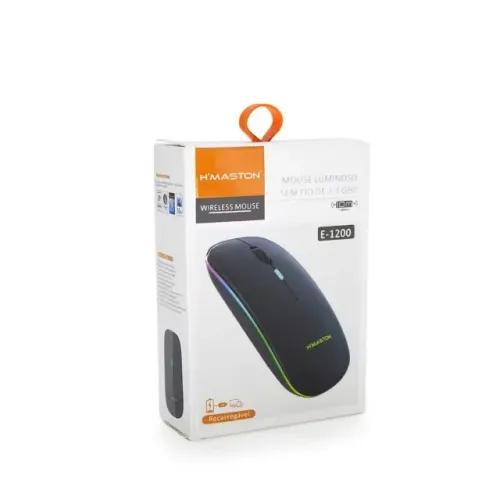 Mouse Sem Fio via Bluetooth Hmaston E-1300 Pro Led Rgb 2.4ghz Wirelles Recarregável
