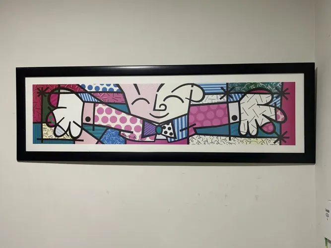 Quadro Romero Britto abraço 