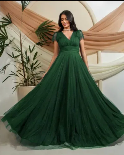 Vestido para Festa Brilhante Manguinha Luxo