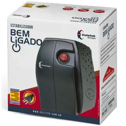 Estabilizador 500va 210w Nominal 310 Pico Es-500va Mono 115v Bem Ligado Coletek Cor Preto