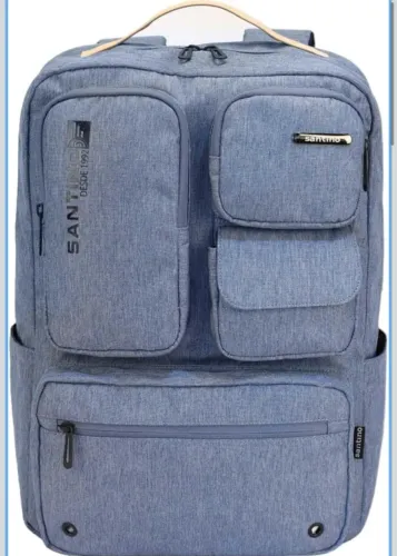 Mochila Notebook Pop Organizer Santino Poliéster Azul Lacrada 