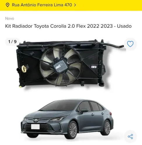 Kit Radiador Toyota Corolla 2.0 Flex 2022/2023