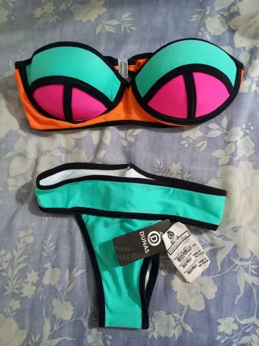 Biquini Colorido Color Block Neon P