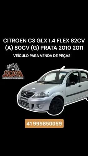 Citroen C3 Glx 1.4 Flex 82Cv (A) 80Cv (G) Prata 2010 2011