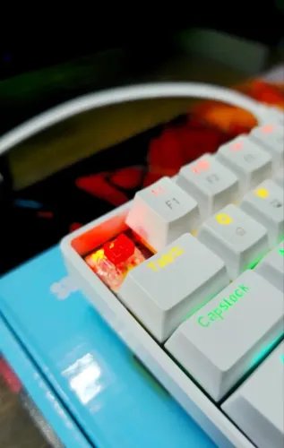 Teclado Mecânico K61 60% BRANCO - Switch RED