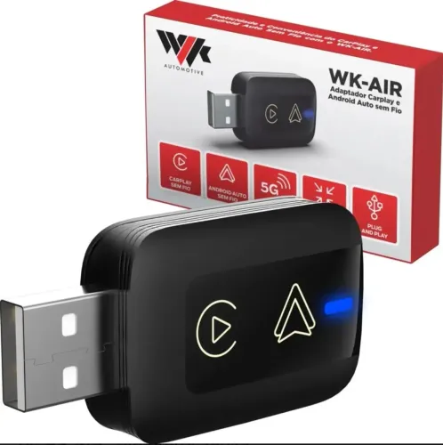 Adaptador Sem Fio Carplay E Android Auto Universal Wi-fi WLK AUTOMOTIVE WK-AIR Cor Preto