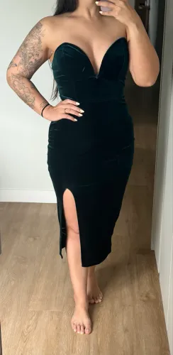 Vestido mídi camurça verde G